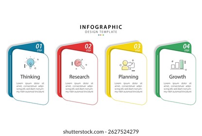 Business infographic template. 4 Step timeline journey. Process diagram, 4 options on white background, Infograph elements vector illustration.