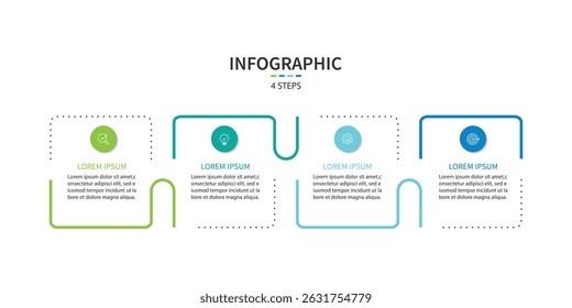 Plantilla de infografía de negocios. 4 Paso de la línea de tiempo de viaje. Diagrama de proceso, Ilustración vectorial de elementos de infografía.
