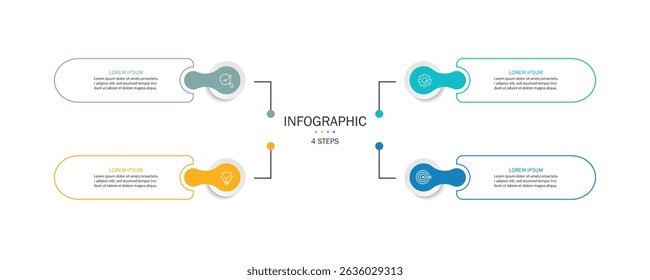 Business infographic template. 4 Step timeline journey. Process diagram, Infograph elements vector illustration.