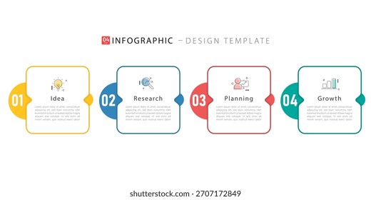 Plantilla de infografía de negocios. 4 Paso de la línea de tiempo de viaje. Diagrama de proceso, 4 opciones sobre fondo blanco, Ilustración vectorial de Elementos de infografía.