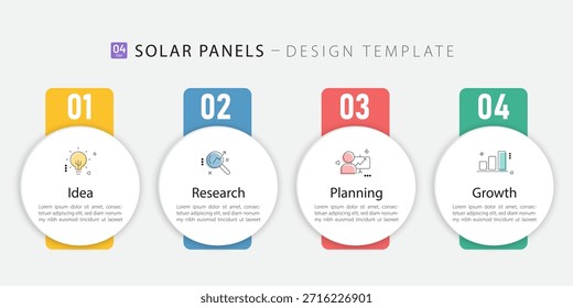 Plantilla de infografía de negocios. 4 Paso de la línea de tiempo de viaje. Diagrama de proceso, 4 opciones sobre fondo blanco, Ilustración vectorial de Elementos de infografía.