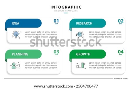 Business infographic template. 4 Step timeline journey. Process diagram, 4 options on white background, Infograph elements vector illustration.