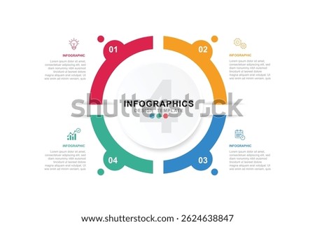 Business infographic template. 4 Step timeline journey. Process diagram, 4 options on white background