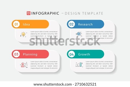 Business infographic template. 4 Step timeline journey. Process diagram, 4 options on white background, Infograph elements vector illustration.