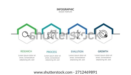 Business infographic template. 4 Step timeline journey. Process diagram, 4 options on white background, social media post, vector illustration.
