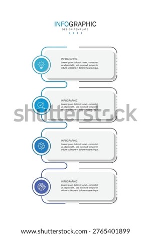 Business infographic template. 4 Step timeline journey. Process diagram, Infographic elements vector illustration.	