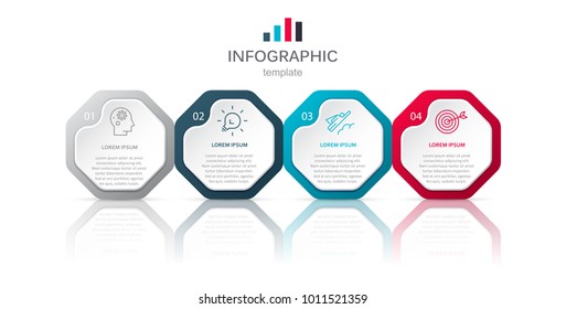 Business infographic template with 4 steps to success. Vector design.