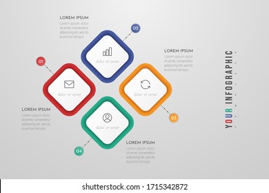 Business Infographic Template with 4 steps or processes elements. Can be used for annual report, flow charts, diagram, presentations, web sites. Vector illustration.