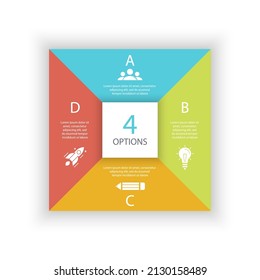 Business infographic template with 4 steps for diagram, graph, web design, presentation and round chart. Vector illustration