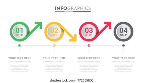 Business Info-graphic Template with 4 steps Rastafarian Colors design, Timeline 4 step, labels design, Process control, Vector info-graphic element, Flat style vector illustration EPS 10.