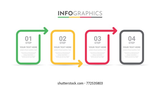 Business Info-graphic Template with 4 steps Rastafarian Colors design, Timeline 4 step, labels design, Process control, Vector info-graphic element, Flat style vector illustration EPS 10.