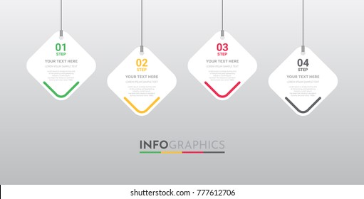 Business Info-graphic Template with 4 steps Rastafarian Colors design, Timeline 4 step, labels design, Process control, Vector info-graphic element, Flat style vector illustration EPS 10.