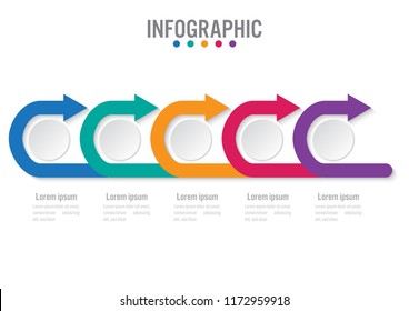 Business infographic template with 5 arrows options