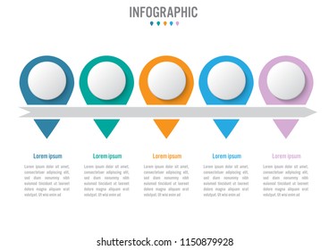Business infographic template with 5 options gps shape, Abstract elements diagram or processes and business flat icon, Vector business template for presentation.Creative concept for infographic.
