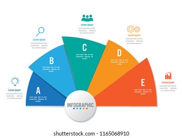 Business infographic template with 5 options, Abstract elements diagram or processes and business flat icon, Vector business template for presentation.Creative concept for infographic.
