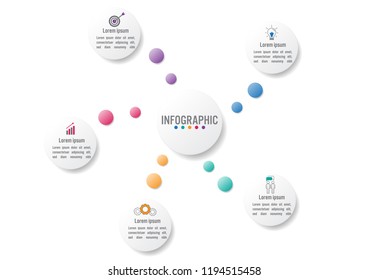 Business infographic template with 5 options circular shape
