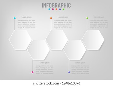 Business infographic template with 5 options hexagonal shape,Creative concept for infographic.
