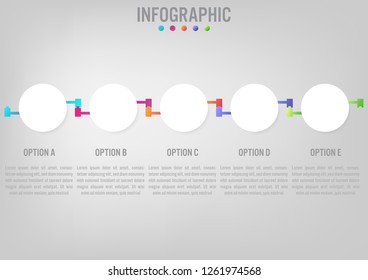 Business infographic template with 5 options circular shape, Abstract elements diagram or processes and business flat icon, Vector business template for presentation.Creative concept for infographic.

