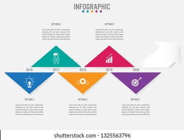 Business infographic template with 5 options arrows shape