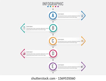Business infographic template with 5 options arrows shape