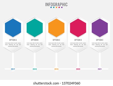 Business infographic template with 5 options hexagonal shape,Creative concept for infographic.
