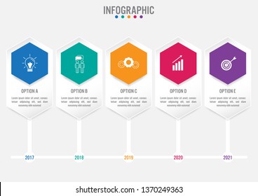 Business infographic template with 5 options hexagonal shape,Creative concept for infographic.
