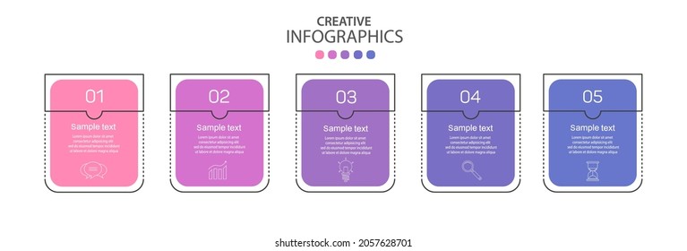 Business infographic template with 5 options or steps. Can be used for workflow layout, diagram, annual report, web design