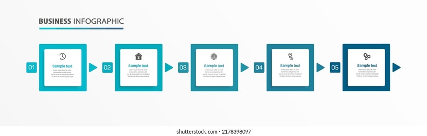Business infographic template with 5 options or steps. Can be used for workflow layout, diagram, annual report, web design