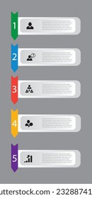 business infographic template with 5 options or steps.