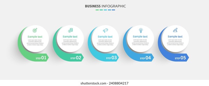 Business infographic template with 5 options or steps