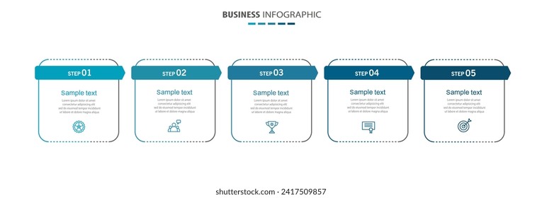 Business infographic template with 5 options or steps. Can be used for workflow layout, diagram, annual report, web design