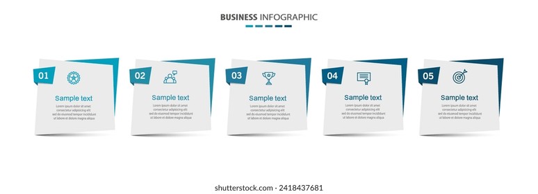 Business infographic template with 5 options or steps. Can be used for workflow layout, diagram, annual report, web design