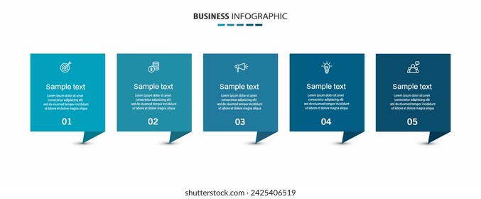 Business infographic template with 5 options or steps. Can be used for workflow layout, diagram, annual report, web design