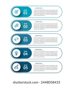 Business infographic template with 5 options or steps. Can be used for workflow layout, diagram, annual report, web design