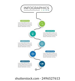 Business infographic template with 5 options or steps.