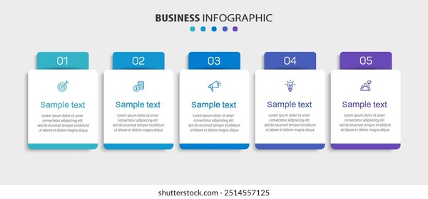 Business infographic template with 5 options or steps. Can be used for workflow layout, diagram, annual report, web design