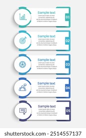 Business infographic template with 5 options or steps. Can be used for workflow layout, diagram, annual report, web design