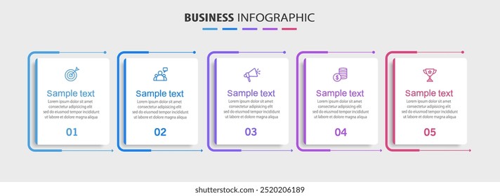 Business infographic template with 5 options or steps. Can be used for workflow layout, diagram, annual report, web design