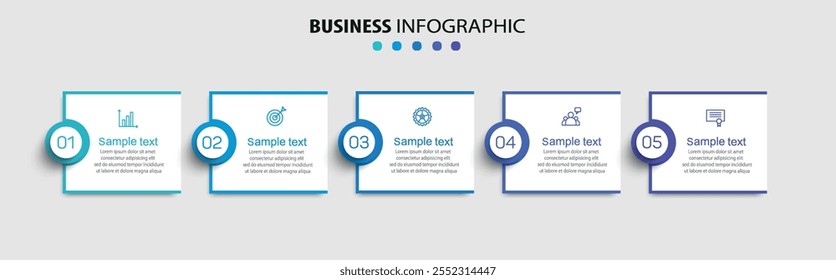 Business infographic template with 5 options, steps, process chart