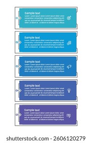 Business infographic template with 5 options or steps. Can be used for workflow layout, diagram, annual report, web design