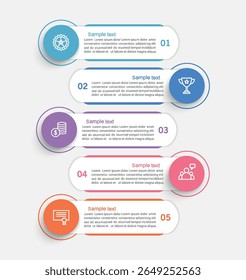  Business infographic template with 5 options or steps. Can be used for workflow layout, diagram, annual report, web design