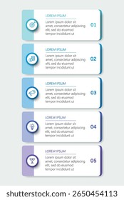 Business infographic template with 5 options or steps. Can be used for workflow layout, diagram, annual report, web design