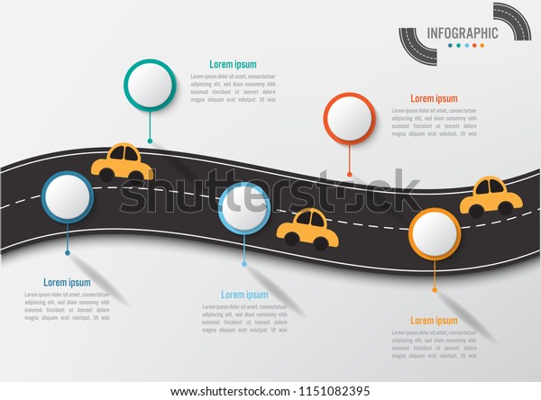 Business infographic template with 5\
options road shape, Abstract elements diagram or processes and\
business flat icon, Vector business template for\
presentation.Creative concept for\
infographic.\
