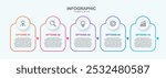 Business infographic template. 5 Step timeline journey. Process diagram, 5 options on white background, infographic element vector illustration.
