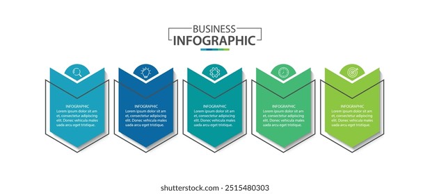 Business infographic template. 5 Step timeline journey. Process diagram, Infographic elements vector illustration
