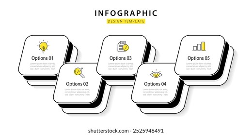 Business infographic template. 5 Step timeline journey. Process diagram, 5 options on white background, Infograph elements vector illustration.