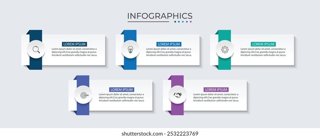 Vorlage für Geschäftsinformationen. 5 Schritt Zeitplanreise. Vektorgrafik