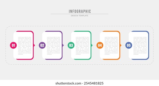 Business infographic template. 5 Step timeline journey. Process diagram, 5 options on white background. Vector Infographic label design template 5 options or steps. workflow layouts, banners, chart