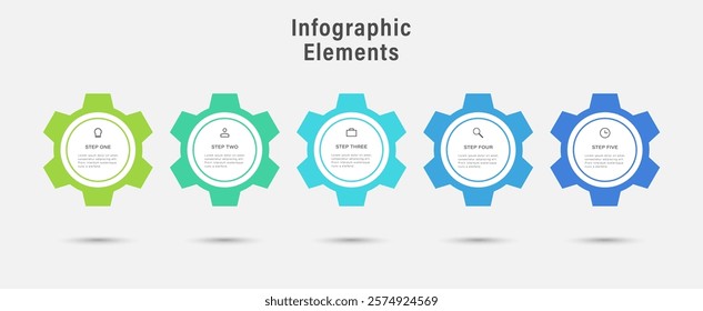 Business infographic template with 5 step timeline journey.