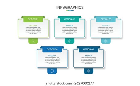 Business infographic template. 5 Step timeline journey. Process diagram, Infograph elements vector illustration.